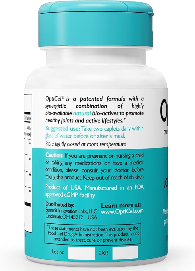OptiCel Joint Health - Joint Support Supplement, Promotes Easy Movement, Joint Pain Supplement, Supports Muscle Health & Mobility, All Natural, Plant-Based & Non-GMO, 60 Capsules