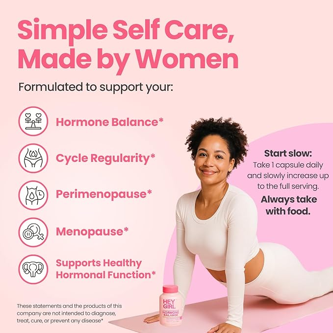 Hey Girl Hormone Balance for Women – 13-in-1 Menopause, PMS & Cycle Support – Mood & Hot Flash Support – w Myo-Inositol, Berberine, Maca Root, Black Cohosh, DIM, Dong Quai