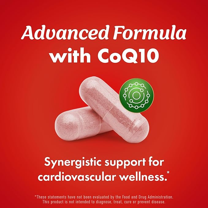 Red Yeast Rice with CoQ10 Supplement | Healthy Cholesterol Levels & Heart Health Support | Extra Strength Red Yeast Rice 1200 MG (600 MG Per Capsule) with Monakolin K | No Citrinin, Non-GMO | 60 Ct
