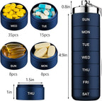Mossime Metal Travel Pill Organizer, Portable 7 Day Vitamin Organizer Stackable, Waterproof 1 Times A Day Pill Box, Large Pill Container, Daily Medicine Organizer for Vitamin, Fish Oil, Supplement
