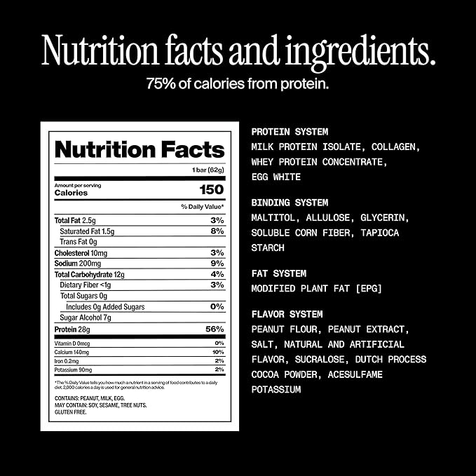 David Protein Bar, Salted Peanut Butter, 24 Protein Bars | 28g of Protein | 150 Calories | 0g of Sugar - High Protein, Low Carb, Gluten Free Protein Bar, Pack of 24
