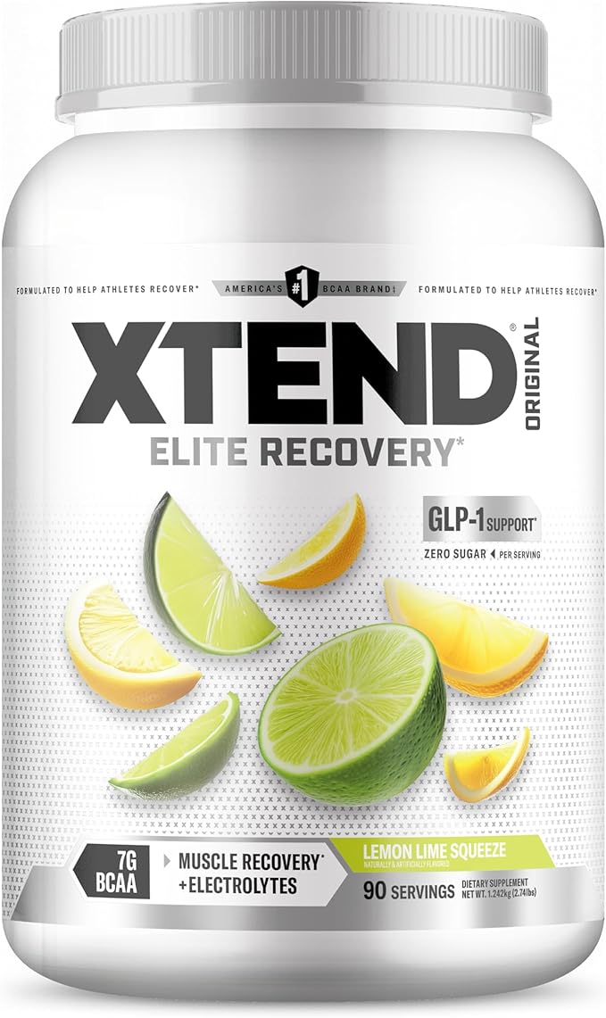 Xtend Original BCAA Powder, 7g BCAAs and 2.5g L-Glutamine for Muscle Recovery Hydration and Lean Muscle, Sugar Free Intra and Post Workout Drink with Electrolytes, Lemon Lime Squeeze, 90 Servings