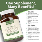 Lignans For Life Flaxseed Lignans for Dogs & People + SDG - Omega 3 Fatty Acids, High Fiber Antioxidants - Improve Shiny Coat, Digestive & Heart Health for Dogs, 15mg, 180 Flaxseed Capsules, 1 Pack