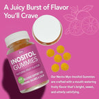 Myo-Inositol & D-Chiro Inositol Multivitamin Gummies, 40:1 Ratio, Magnesium Glycinate 400mg, Omega-3 &Folate, PCOS Vitamins for Women Hormone Balance, Menstrual Cycle and Fertility Support