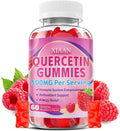 Quercetin Gummies 500mg for Kids & Adults, Organic Quercetin Supplements with Bromelain Zinc Vitamin C and D3 Support Antioxidant & Immune System Health, Raspberry Flavor 60 Count
