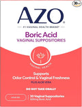 AZO® Boric Acid Vaginal Suppositories for Women, Helps Support Odor Control with Clinically Studied Boric Acid, Non-GMO, 30 Count