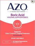 AZO® Boric Acid Vaginal Suppositories for Women, Helps Support Odor Control with Clinically Studied Boric Acid, Non-GMO, 30 Count