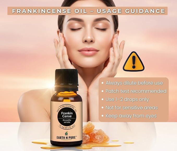 Earth N Pure Frankincense Essential Oil Steam Distilled, Undiluted, Natural and Therapeutic Grade with Glass Dropper 50 ml