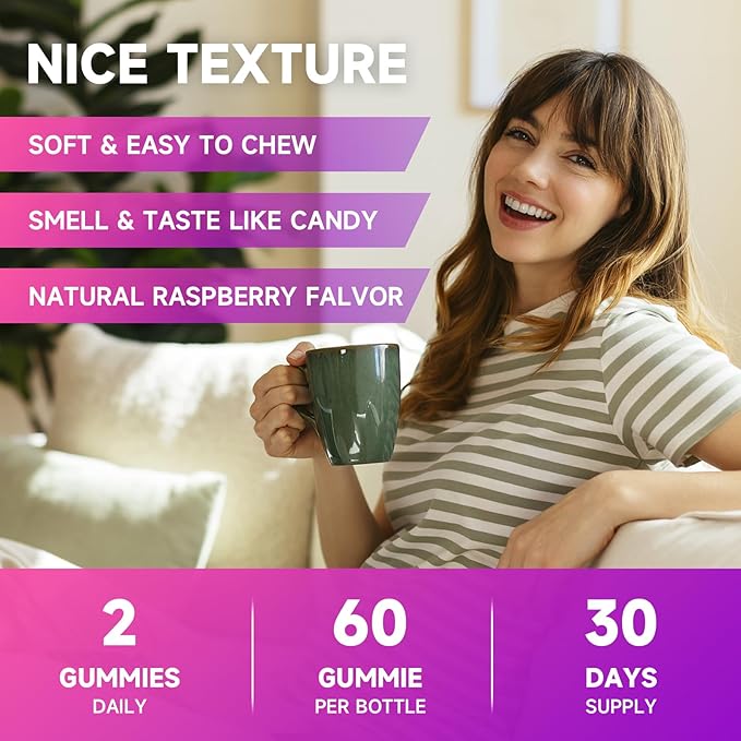 MEENCCD 2 Pack L-Lysine 1000mg Gummies, Lysine Supplement for Adults & Kids, Essential Amino Acid Supplement Supports Collagen Formation, Sugar-Free, Raspberry Flavor, 120 Count