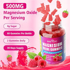 2 Pack Magnesium Oxide 500mg Gummies for Vegan Sugar-Free Raspberry Flavor, Muscle Recovery, Nerve Health & Relaxation, 120 Gummies (Non-GMO, Gluten & Allergen Free)