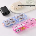 7 Day Compact Pill Organizer, Foldable Portable Travel Pill Box with Double Protection, Daily Small Pill Case Dispenser for Medication, Vitamins, Supplements (Black)