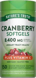 Nature's Truth Cranberry Pills with Vitamin C | 150 Softgels | Urinary Tract Health Support | Non-GMO & Gluten Free Supplement