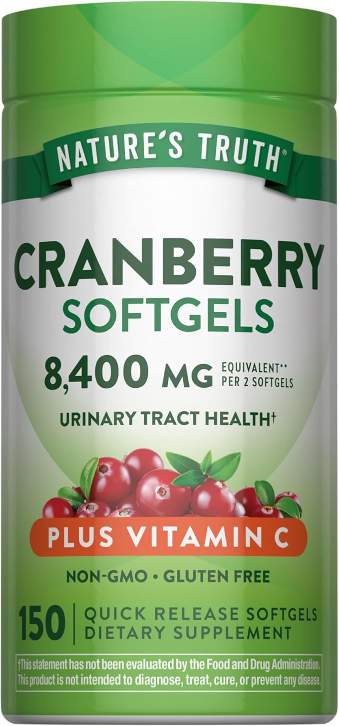 Nature's Truth Cranberry Pills with Vitamin C | 150 Softgels | Urinary Tract Health Support | Non-GMO & Gluten Free Supplement