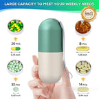 Zannaki Upgrade Large Compartment Grain Fiber Moisture Proof Cute Weekly Pill Organizer, Laser Carving Markings, BPA Free Travel Hiking 7 Day Pill Box Case to Hold Pills,Vitamins,Fish Oil,Supplements