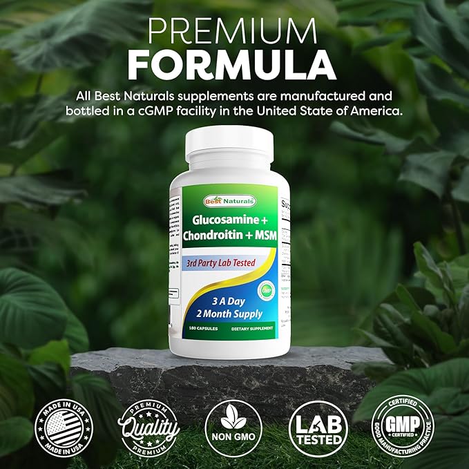 Best Naturals, Glucosamine Chondroitin and MSM Joint Supplements, 2600 mg per Serving, (180 Count (Pack of 3))