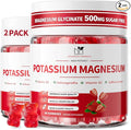 2 Pack Potassium Magnesium Gummies, Sugar Free Potassium Supplement Magnesium Glycinate 500mg, Ashwagandha, Vitamins D3, C, B6, Calcium & Zinc for Sleep, Leg Cramps & Muscle Relaxation-120 Count