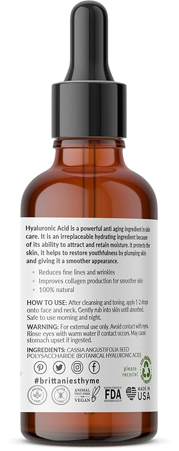 Brittanie’s Beauty Pure 100% Hyaluronic Acid Serum – Intense Hydration & Plumping Formula | Anti-Aging Serum for Fine Lines & Wrinkles | Deep Moisture for Dry, Sensitive & Mature Skin | Made in USA