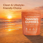 Savanna Skin Tanning Gummies, with Vitamin C & E, Astaxanthin, Beta Carotene & Lycopene Blend, Natural Looking Glow, Bronzing, Radiant Healthy Skin, Non-GMO, Vegan & Sugar-Free, 60 Gummies