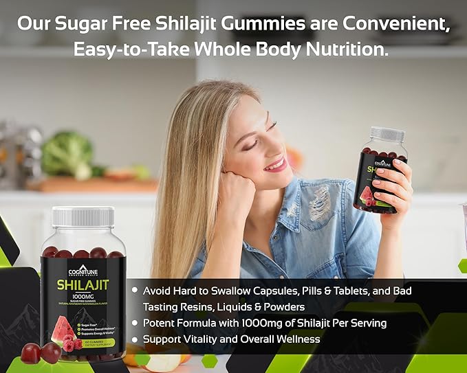 Shilajit Gummies – Pure Himalayan Shilajit Supplement with Fulvic Acid – 1000mg Natural Shilajit Pure Energy Support – Sugar-Free Raspberry Watermelon Flavor – Vegan, Non-GMO, Gluten-Free – 60 Count
