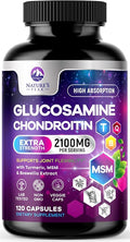 Glucosamine Chondroitin & MSM - 3x Strength Joint Support Supplement for Mobility & Comfort - Glucosamine Complex with Turmeric, Boswellia, Bromelain & Quercetin - Bottled in USA - 120 Capsules
