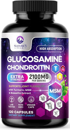 Glucosamine Chondroitin & MSM - 3x Strength Joint Support Supplement for Mobility & Comfort - Glucosamine Complex with Turmeric, Boswellia, Bromelain & Quercetin - Bottled in USA - 120 Capsules