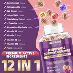 Menopause Supplements for Women with Black Cohosh, Menopause Relief Sugar Free Gummies for Hot Flashes, Natural Female Hormone Balance & Ashwagandha, Magnesium for Night Sweats, Mood Swings, 60 Count