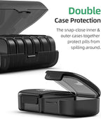 PULIV Extra Large Weekly Pill Organizer 2 Times a Day, One-Side Open Pill Box 7 Day for Easy Filling, Black Privacy Protection AM PM Pill Case for Vitamins, Medication, Supplements, Fish Oils Black