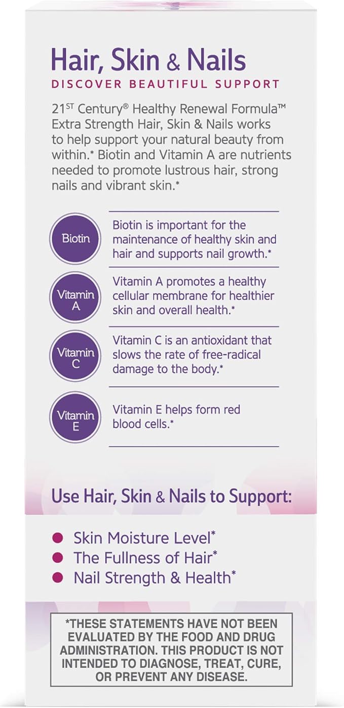 21st Century Hair, Skin and Nails Extra Strength Tablets, 90 Count (27847)