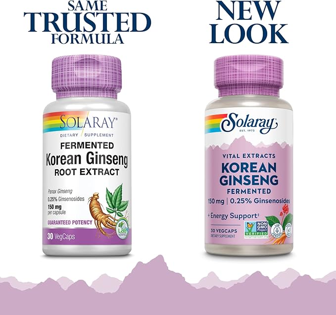 SOLARAY Fermented Korean Ginseng Root Extract | Healthy Stress, Energy & Physical Endurance Support | Vegan, Non-GMO | 30 VegCaps