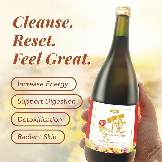 AFC Japan Digestive Ultimate Enzyme Drink – Pure Digestive Enzymes for Digestion, Gas, Bloating, Constipation Relief & Immune Support – 106 Fermented Fruits & Vegetables, Enzyme Supplement, 720ml