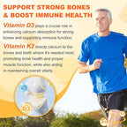 Vitamin D3 K2 Gummies for Women & Men, 6-in-1 Vitamin D Supplements with Magnesium, Zinc and Calcium for Bone, Immune & Energy Support, Sugar Free, Orange Flavor, 60 Count