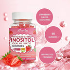 Myo-Inositol & D-Chiro Inositol Gummies 40:1 Ratio – Hormone Balance Supplement for Women – Ovarian & Fertility Support with Vitamins – Myo Chiro Inositol Gummies for Womens Health, 60 Count