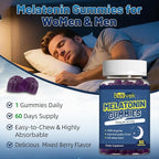 Melatonin 10mg Gummies for Sleep Support, Natural Berry Flavor, Non-GMO, Gluten Free, Vegan, 60 Count, 2 Month Supply – Bedtime Relaxation & Restful Sleep Aid