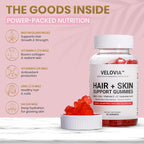 Hair, Skin & Nails Gummies for Women & Men – Sugar-Free Biotin with Hyaluronic Acid – Vegan Hair & Skin Support – 60 Gummies (30 Day Supply)