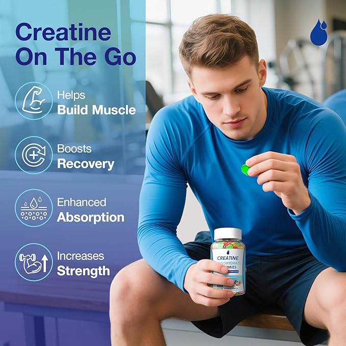 Creatine Gummies for Men & Women - Creatine Monohydrate Gummies 5g, Muscle Builder, Energy Boost & Pre-Workout Supplement, Low Sugar Taurine Chewable Gummy 2 Pack