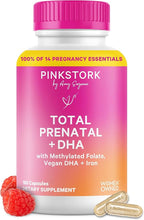 Pink Stork Total Prenatal Vitamins with DHA, Folate, and Iron, 3 Month Supply to Help Support Fetal Development, Pregnancy Must Haves - 180 Capsules