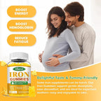 Iron Gummies for Women & Men - Vegan Iron Supplement for Anemia & Iron Deficiency, with Vitamin B12, Vitamin C, Zinc, Folate - Energy Boost, Sugar-Free, Pineapple Flavor, 60 Count