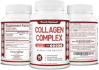 Purely Optimal Premium Multi Collagen Peptides Capsules (Types I, II, III, V, X) - Hair, Skin and Nails, Digestive & Joint Health Supplement, Hydrolyzed Collagen Pills (90 Capsules)