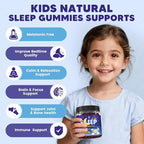 Kids Sleep Gummies Melatonin Free - with Magnesium Glycinate, Lemon Balm, L-Theanine & GABA - Calming Relaxation, Support Natural Sleep, Quiet Mind - Berry Flavor, Non-Habit Forming