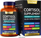 Cortisol Supplement with Aspalathus Linariifolius, Magnesium, L-Theanine - for Men and Women - Stress Relief, Sleep Support, Detoxification, Reduction & Control - 120 Capsules