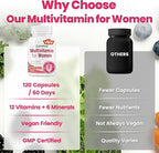 VEV Multivitamin for Women, Womens Vitamins with Vitamin A, C, D, E & B-Complex, Calcium, Magnesium, Zinc, 120 Capsules, 60-Day Supply – 12 Essential Vitamins & 6 Key Minerals for Daily Nutrition