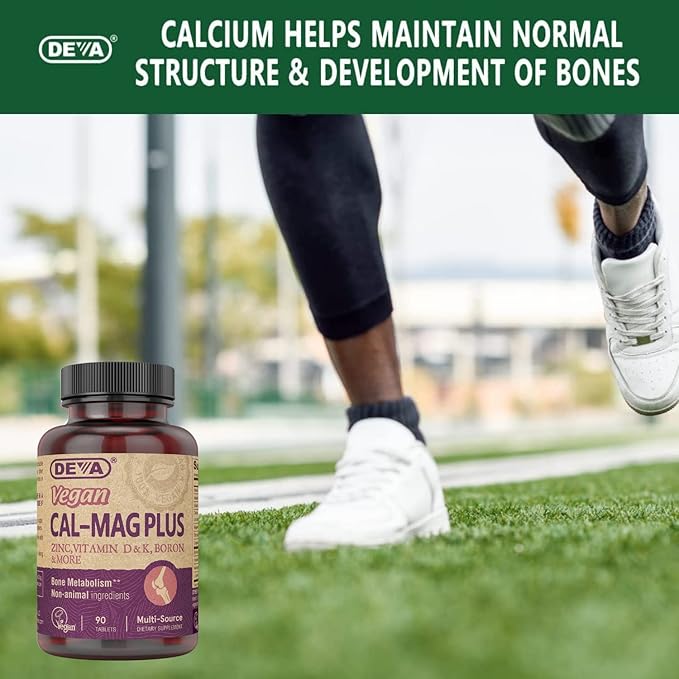 DEVA Vegan Calcium Magnesium Supplement 2-Pack, Plus Zinc, Vitamins C, D & K, Boron, 90 Tablets Each