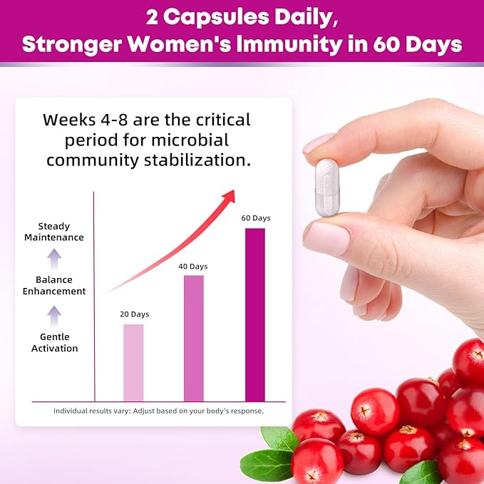 Vaginal Probiotics for Women: Daily Cranberry Probiotics with Prebiotics Support Digestive Urinary Tract Health pH Balance with 30 Billion CFU 8 Diverse Strains Vegan 60 Counts