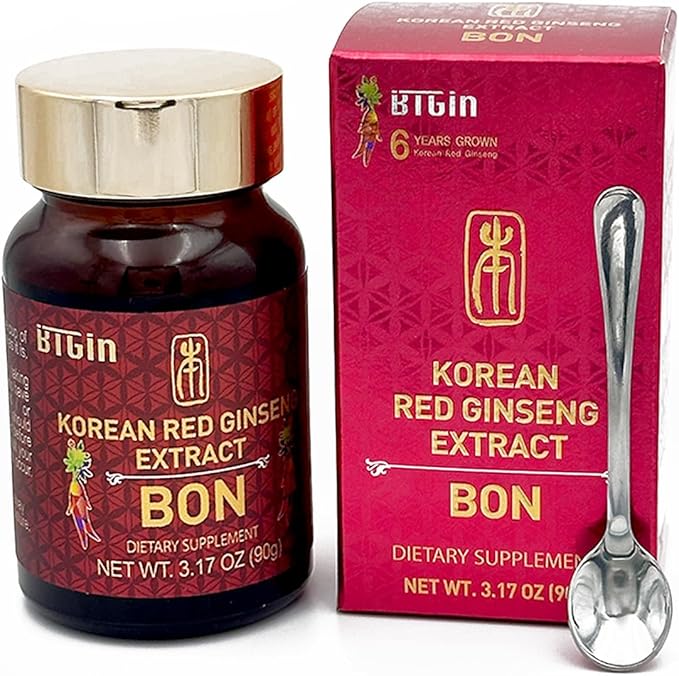 Bon Korean Red Panax Ginseng Extract - 100% Pure Concentrate - No Additives Extra Strength Supplement - Caffeine Free Energy, Focus & Immune Support - 90g
