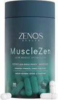 Zenos Health MuscleZen Muscle Builder for Men – ATP Supplements for Strength – Muscle Supplements for Super Recovery – Clear Muscle Support for Lean Muscle Growth - Made in USA, 180 Caps