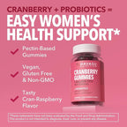 Probiotic Cranberry Gummies for Women - Urinary Tract Health and pH Balance - 1 Billion CFU of Lactobacillus for Bladder Support and Vaginal Wellness - Cran-Raspberry Flavor, 60 count, 1-Month Supply