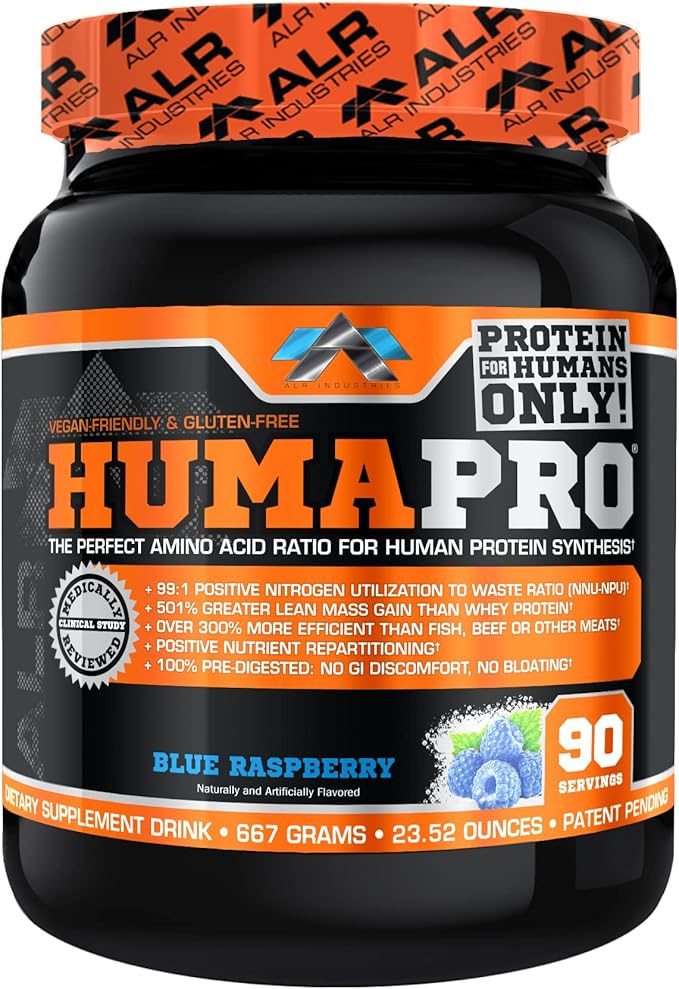 HumaPro Essential Amino Acid Formula | EAA Protein Supplement | Supports Muscle Recovery & Performance | Vegan, Gluten Free | | 90 Servings (Blue Raspberry)