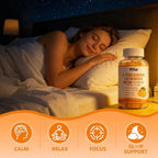 L-Theanine Gummies, Chewable L-Theanine Supplement for Adults & Kids 400mg with Ashwagandha, GABA, 5HTP for Relax, Zzz & Focus Support, Orange Flavor, 60 Counts
