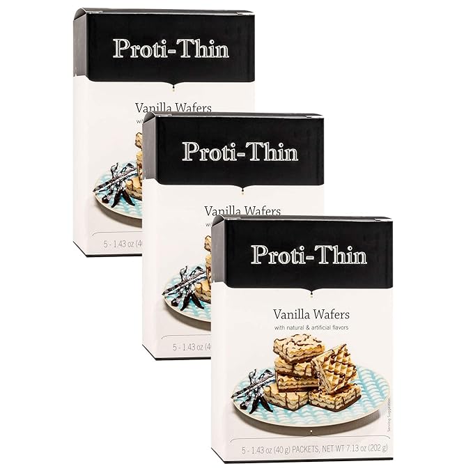 Proti-Thin High Protein Vanilla Wafer Squares, 15g Protein, Low Calorie, Low Sugar, Aspartame Free, Diet Wafer Bars, Healthy Snack, 2 Wafers per Serving, 5 Count Box (3 Boxes - Save 5%)