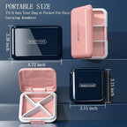 DUBSTAR Travel Pill Organizer Moisture Waterproof Small Pill Box for Pocket Purse 4+6 Compartments Portable Pill Case Medicine Vitamin Holder Container Pink
